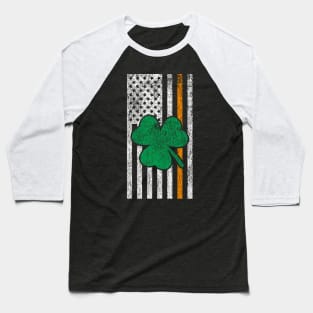 Vintage Irish Lucky Shamrock American Flag St Patricks Day Baseball T-Shirt